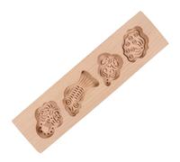 JOINPAYA Wooden Baking Mold 4-Hole Basket Small Fish Design, Mooncake Cookie Biscuit Mould for DIY Pumpkin Pie and Steamed Bread, Food-Grade Wood Baking Supplies