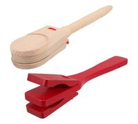 Joinpaya Wooden Castanets with Handle, 2 Pcs Handheld Wood Clapper Percussion Instruments for Kids Adults, Rhythm Toys for Musical Teaching, Dance Accompaniment, Stage Performance & Home Learning
