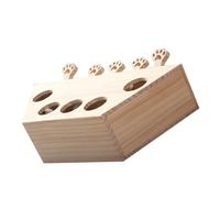 JOINPAYA Wooden Cat Whack for Indoor Cats Sturdy Chew-resistant Mouse Teaser with 5 Holes Interactive Kitten Pounding Game and Play