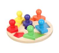 JOINPAYA Wooden Educational Shape Matching for Colorful Rounded Geometry Discs Montessori Early Learning Intelligence Development Game Fall-resistant Material Compact