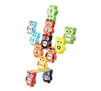 JOINPAYA Wooden Owl-shaped Stacking Balance Blocks Set, Colorful Number Cognitive Building for Early Development and Learning