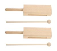 JOINPAYA Wooden Rhythm Instrument Set with Handle 2pcs Percussion Wood Blocks Hand Percussion Instruments for Adults