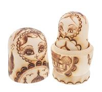 JOINPAYA Wooden Russian Nesting Dolls 5-layer Pyrography Relief Effect Doubleheaded Eagle Pattern, Blank Unpainted Matryoshka Doll Set for Keepsake and Birthdays