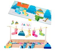 JOINPAYA Wooden Sensory Cognition for Aged 3+ - Early Development Educational Sock Hanging Game for Hand-Eye Coordination and Learning Fun