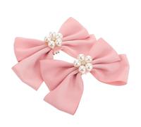 JOINPAYA Zinc Alloy Bow Shoe Clips 2pcs with Pink Satin and Pearl Design for Wedding and Valentine's Day Shoe Decorations