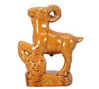 JOINPAYA Zodiac Ram Statue Ceramic Goat Figurine with Prosperity Coin, Sturdy and Stable Traditional Chinese Rounded Form Ornament for Tabletop New Year Decor