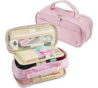 JOINPRO Pencil Case, Large Capacity Pencil Case Organizer; Double Zipper Storage Bag; Big Pencil Pouch for College School Office Teen Girl Boy Men Women Adult, Pink, 9.5 x 3 x 4.75 inches, Fashionable