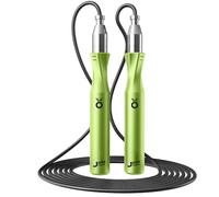 JOINROPE Weighted Jump Rope,Dual Bearing Smooth Rotation Speed Jump Rope, One-Button Push Adjustable Length for Men Women, Workout with Metal Handles for Fitness, Home Exercise & Slim Body (Green)