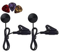 JOINSI 2Pcs Acoustic Guitar Pickup Piezo Contact Microphone for Guitar Ukulele Violin, Mandolin, Banjo with Guitar Picks
