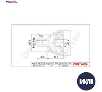 Driveshaft CV joint DP2110.10.1118 Drve+ for VW SEAT SKODA AUDI