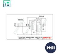 JOINT KIT DRIVE SHAFT DP2110.10.1180 FOR FIAT SIENA FIORINO/Pick/up PALIO 1.0L