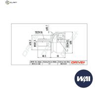 Driveshaft CV joint DP2110.10.1220 Drve+ for VOLVO FORD