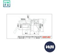Driveshaft CV joint DP2110.10.1220 Drve+ for VOLVO FORD