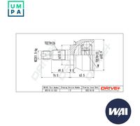 JOINT KIT DRIVE SHAFT DP2110.10.1323 FOR MINI W17 D14 /1ND 1.4L W10 B14 A 1.4L
