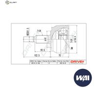JOINT KIT DRIVE SHAFT DP2110.10.1502 FOR VW TRANSPORTER/T5/Platform/Chassis/T6