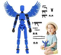 Joint Movable Action Figures, 3D Printed Multi-joint Movable Mannequin Toy With Wings, Body Activity Robot with Action Weapons and Hands Acessory, Desktop Decor for Kids & Adults