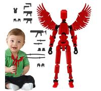 Joint Movable Action Figures, 3D Printed Multi-joint Movable Mannequin Toy With Wings, Body Activity Robot with Action Weapons and Hands Acessory, Desktop Decor for Kids & Adults