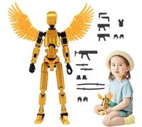 Joint Movable Action Figures, 3D Printed Multi-joint Movable Mannequin Toy With Wings, Body Activity Robot with Action Weapons and Hands Acessory, Desktop Decor for Kids & Adults
