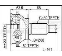 Joint set outer fits for Hyundai Santa Fe 2.2CRDI 2005- rear new