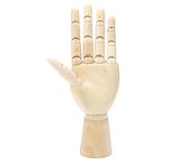 Jointed Left Hand Model Sculpture, Wood Hand Model for Artists, Adjustable Finger Joints with Anti - Slip Velvet Base, Pine Wood Desktop Ornament for Sketching and Home Office Deco