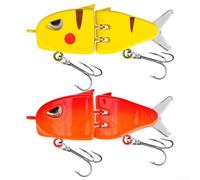 Jointed Swimbaits 60mm Multi Segment Fishing Lure Slow Sinking with Internal Rattles for Pike Bass Trout - 6.5g Hard Bait(red+pink+yellow)