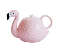 JointVictory 34 oz Ceramic Teapot - Unique Flamingo Style Porcelain Tea Pot - Microwave and Dishwasher Safe (Teapot)