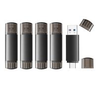 JOIOT Memory Stick 64GB 5 Pack 2-in-1 USB 3.0 Dual USB C Stick 64GB 110MB/s | USB-A & USB-C 3.0 USB C OTG Thumb Drive, Phone External Data Storage Compatible with Android, Phone and PC-Black