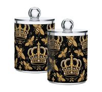 Joisal Bee Pearl Black Golden Bathroom Canister with Lid | Apothecary Jars for Bathroom with Supports Quick Access and Close-fitting Lid for Vanity Table