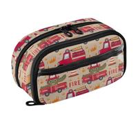 Joisal Crocodile Fire Trucks Big Pencil Case for Boys | Roomy See-Through Pen Pouch Large Capacity Pencil Case, Standing Wipe-Clean Organizer, Reinforced Zipper, School Office