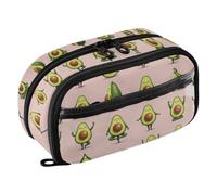 Joisal Cute Avocados Yoga Slim Pencil Case Pen Pouch with Supplies | Water-repellent shell wipes clean after spills, slim profile slides beside a laptop in a carry-on