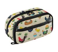 Joisal Cute Farm Chickens Yellow Big Pencil Case for Boys | Roomy See-Through Pen Pouch Large Capacity Pencil Case, Standing Wipe-Clean Organizer, Reinforced Zipper, School Office