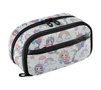 Joisal Cute Unicorn Mermaid Big Pencil Case for Boys | Roomy See-Through Pen Pouch Large Capacity Pencil Case, Standing Wipe-Clean Organizer, Reinforced Zipper, School Office