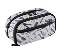 Joisal Hair Salon Tools Purple Big Pencil Case Pen Pouch with Supplies | Elastic loops hold markers in a row so they never roll, divider sorts fineliners from chunky markers