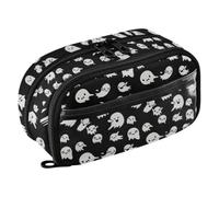 Joisal Halloween White Ghosts Black Big Pencil Case for Boys | Roomy See-Through Pen Pouch Large Capacity Pencil Case, Standing Wipe-Clean Organizer, Reinforced Zipper, School Office