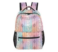Joisal Pastel Gradient Pink Purple School Bag, Eye-catching Pattern, Pastel | Personalized Two Mesh Side Pockets Bookbag for Girls, Adjustable Shoulder Fit