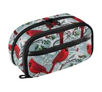 Joisal Red Bird Snow Slim Pencil Case Pen Pouch with Supplies | Water-repellent shell wipes clean after spills, slim profile slides beside a laptop in a carry-on