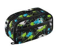Joisal Soccer Ball Black Slim Pencil Pouch for Girls | Big Capacity Crayon Case See-Through Pencil Pouch, Large Standing Organizer, Reinforced Zipper, Kids Coloring School