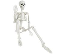 JOISHOP 1pcs Halloween Posable Skeleton, 90cm/3ft Realistic Human Skeleton Bones Full Body Movable Joints for Halloween Props Spooky Party Decoration