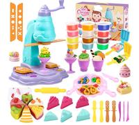 JoiTale Play Color Dough Ice Cream Set, 42Pcs Ice Cream Maker Dough Accessories Set With 12 Colors Clay Dough, Kitchen Creations Modelling Clay Toys Tools Kit for Kids 3+ Boys Girls