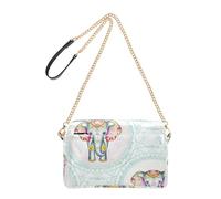 Joitme Bags for Women Crossbody Purse Cell Phone Purse Watercolor Elephant White Blue PU Leather Shoulder Bag with Chain Strap