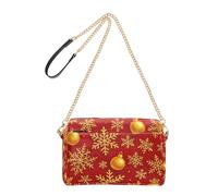 Joitme Bags for Women Crossbody Purse Phone Purse Cute Gold Snowflakes Christmas Red PU Leather Shoulder Bag with Chain Strap