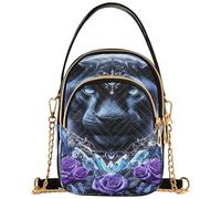 Joitme Black Tiger Cool Art One Shoulder Handbags Quilted Cell Phone Purse Chain Strap Cute Zipper Ladies Clutch Satchel 5.91x3.15x8.27inches