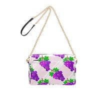 Joitme Cartoon Purple Grapes Pink Crossbody Purse Women Handbags PU Leather Shoulder Bag with Chain Strap Cell Phone Purse
