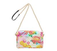 Joitme Colorful Bloom Petals Pastel Women Bags Crossbody Purse Chain Strap PU Leather Shoulder Bag Phone Purse Cute