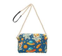 Joitme Crossbody Purse Women Handbags Cell Phone Bag Purse PU Leather Shoulder Bag Chain Strap Cute Cartoon Corgis Astronauts