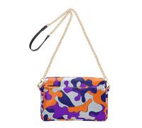 Joitme Crossbody Purse Women Handbags Cell Phone Purse Funky Camouflage Purple Orange Chain Strap PU Leather Shoulder Bag