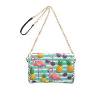 Joitme Crossbody Womens Purse Cell Phone Purse Bag PU Leather Shoulder Bag Chain Strap Pink Flamingos Pineapples