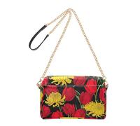 Joitme Crossbody Womens Shoulder Purse Phone Purse Cute PU Leather Shoulder Bag with Chain Strap Red Tulips Yellow Chrysanthemum