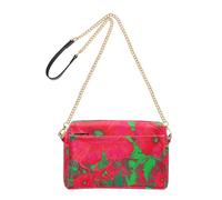 Joitme Crossbody Womens Shoulder Purse Thermal Imaging Red Flowers Cell Phone Bag Purse PU Leather Shoulder Bag with Chain Strap