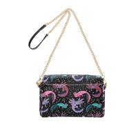Joitme Cute Cartoon Colorful Axolotl Black Womens Crossbody Handbags Purse Chain Strap PU Leather Shoulder Bag Cell Phone Bag Cute